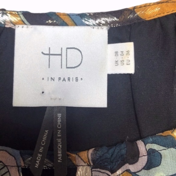 Anthropologie HD In Paris Metallic Floral Top Sz 4 - Picture 5 of 6